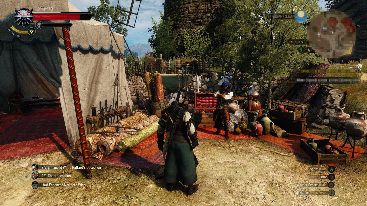 Geralt devant un marchant
